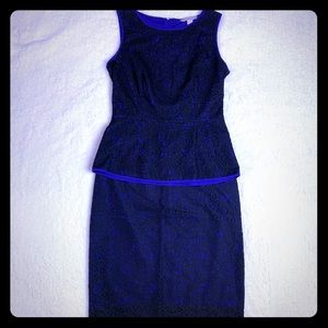 Banana Republic Lace Top & Skirt Set Holiday Women’s Size 6 Lined Violet/Black